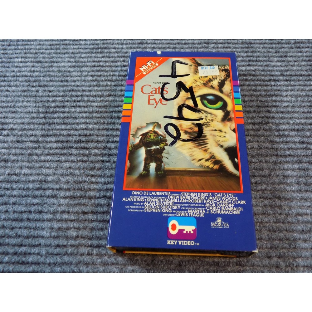 Stephen King Cats Eye VHS 1985 Key Video Drew Barrymore James Woods Horror Movie